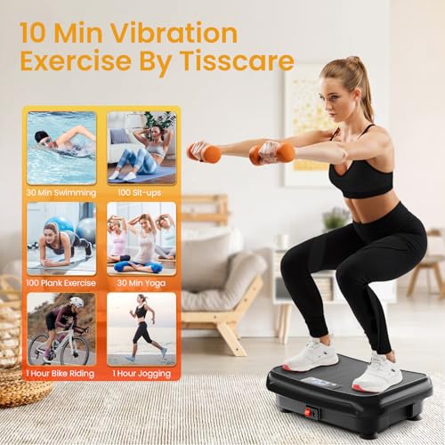 TISSCARE Vibration Plate Exercise Machine, Mini Vibrating Fitness Platform for Home Workouts