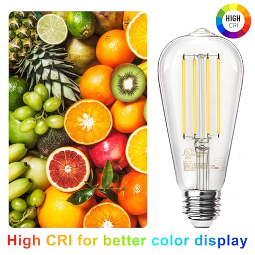 TJOY 12 Pack Vintage 8W ST58 LED Edison Light Bulbs, Dimmable, 60W Equivalent, 800Lumens, 2700K Warm White, E26 Base LED Filament Bulb, CRI80