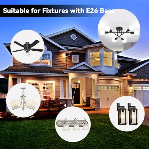 TJOY 24 Pack A19 LED Light Bulbs Soft Warm White 2700K, 60 Watt Equivalent, Efficient 9W, E26 Standard Base