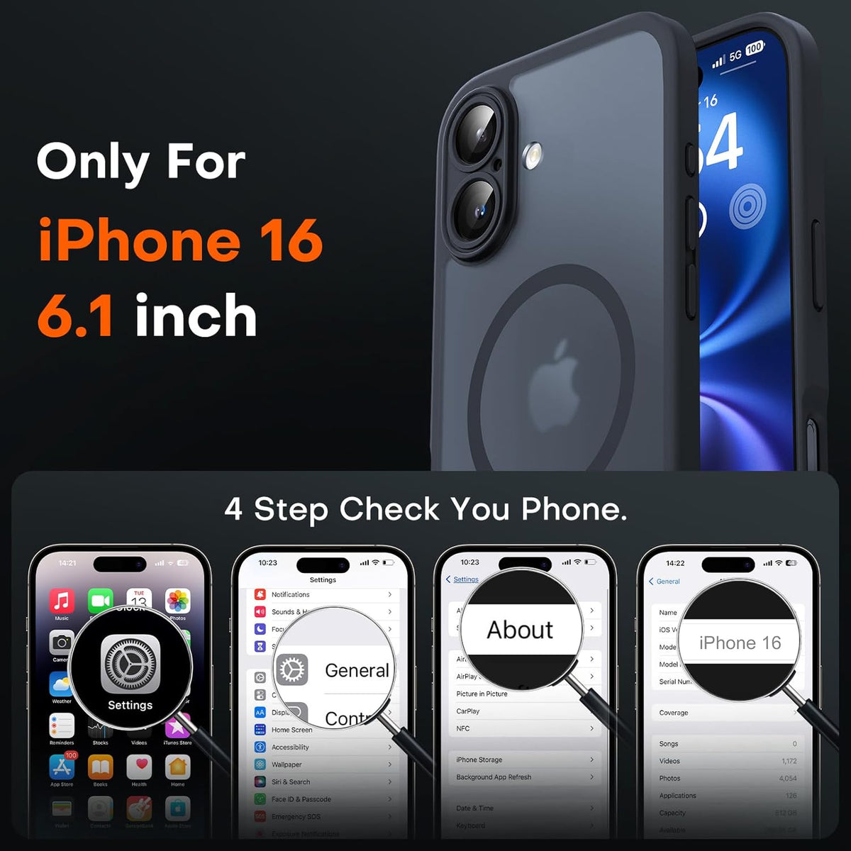TOCOL Magnetic for iPhone 16 Case, Compatible with Magsafe, Upgraded Full Camera Protection, Drop Protection