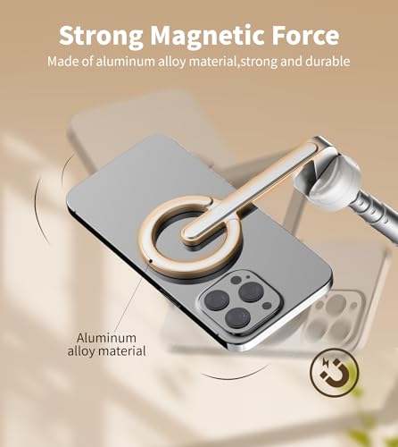 TONEOF 68" Magnetic Selfie Stick Tripod with Aluminum Strong Magnetic Holder for Magsafe, 360° Rotatable Travel Phone Tripod Stand (Beige Gray)