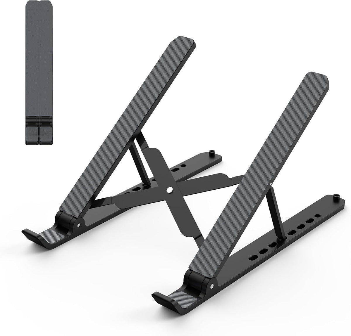 Tonmom Laptop Stand for Desk, Adjustable Laptop Riser ABS+Silicone Foldable Portable Notebook Holder, Ventilated Cooling Notebook Mount Computer Stand