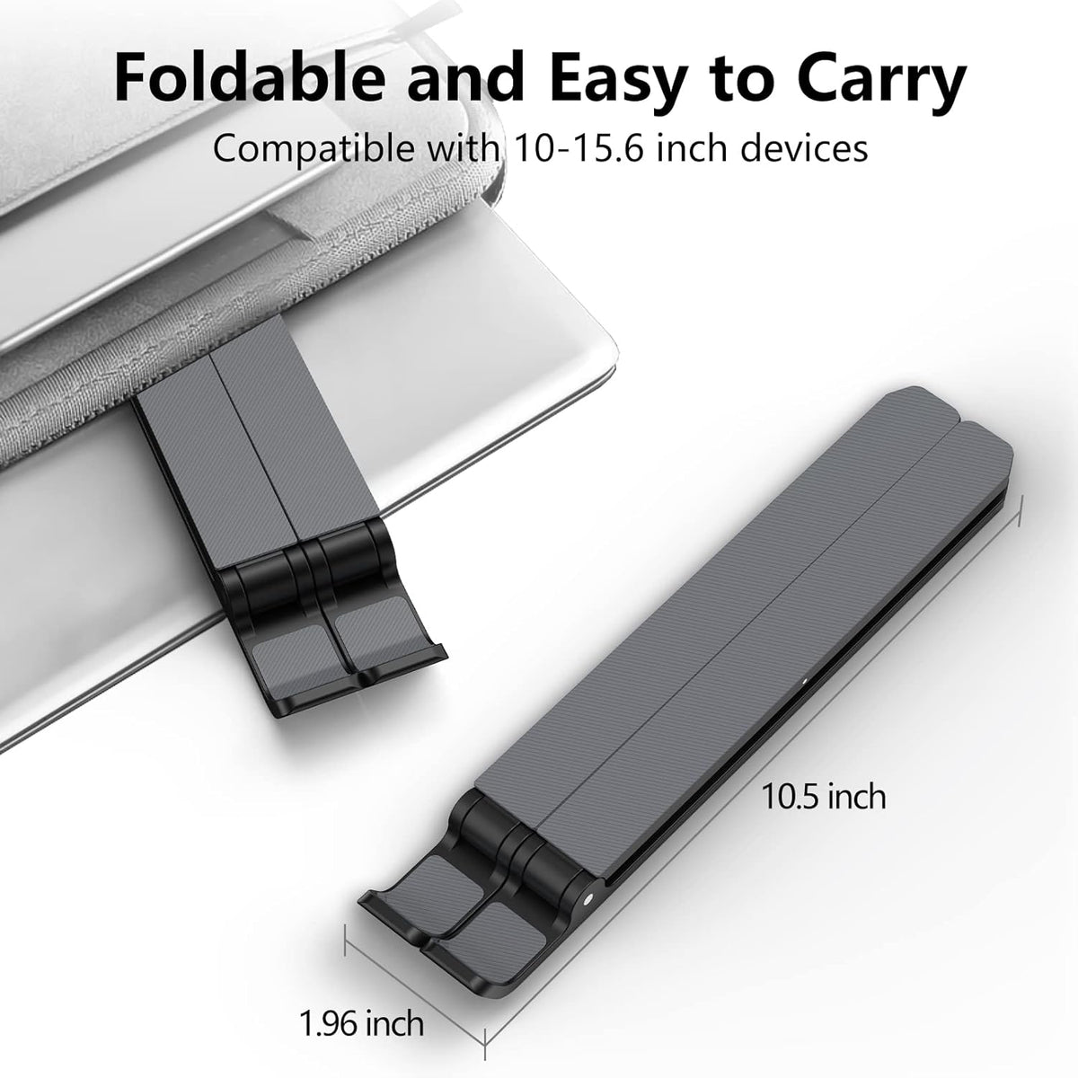 Tonmom Laptop Stand for Desk, Adjustable Laptop Riser ABS+Silicone Foldable Portable Notebook Holder, Ventilated Cooling Notebook Mount Computer Stand