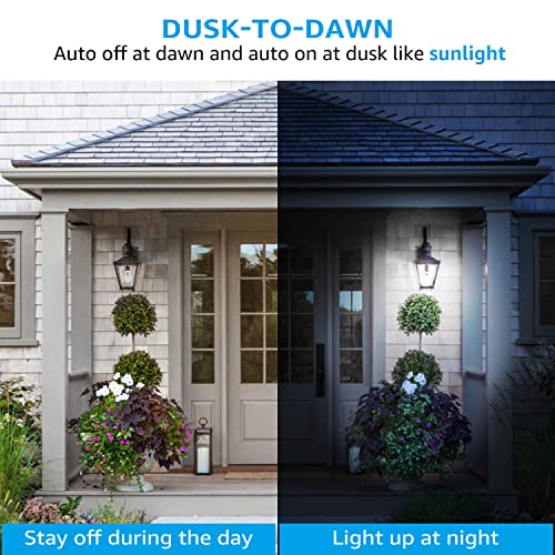 TORCHSTAR Dusk to Dawn Light Bulbs Outdoor, Sensor A19 LED Light Bulb, Auto on/Off Photocell Automatic for Outdoor Lighting, UL FCC DOE (Pack of 4)