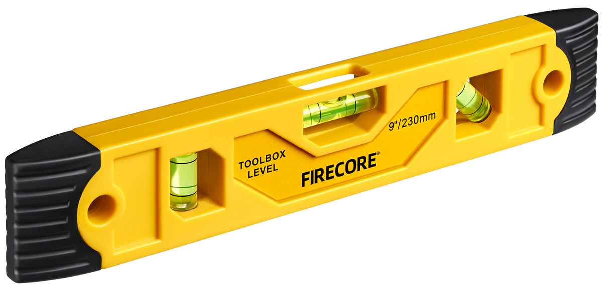 Torpedo Level Magnetic, Firecore 9 Inch Shockproof Small Leveler Tool with 3 Bubble Spirit Level 45 90 180 Degree, Construction Levelers
