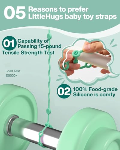 Toy Straps for Baby, 5pcs Adjustable Toy Holder for Stroller Accessories, Silicone Tether Pacifier Clip, No Throw Travel Essential Leash (5-Pack)