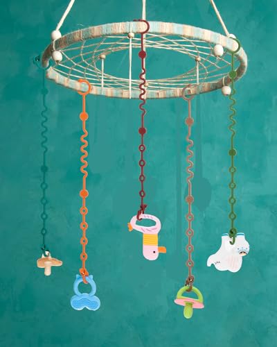 Toy Straps for Baby, 5pcs Adjustable Toy Holder for Stroller Accessories, Silicone Tether Pacifier Clip, No Throw Travel Essential Leash (5-Pack)