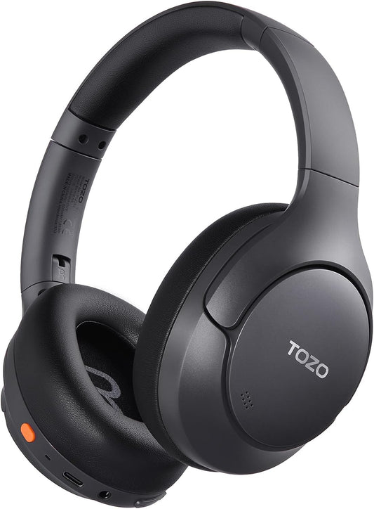 TOZO HT3 Hybrid Noise Cancelling Headphones, 90H Playtime Wireless Over Ear Bluetooth Headset, Spatial Audio AI Chat with 5 Mics