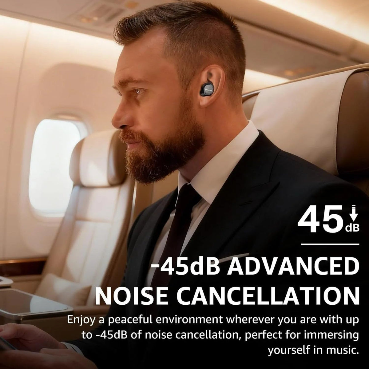TOZO NC9 Hybrid Active Noise Cancelling Wireless Earbuds, 6 Mics ENC Clear Call, IPX8 Waterproof, in Ear Bluetooth 5.3 Headphones Stereo Bass Ear Buds