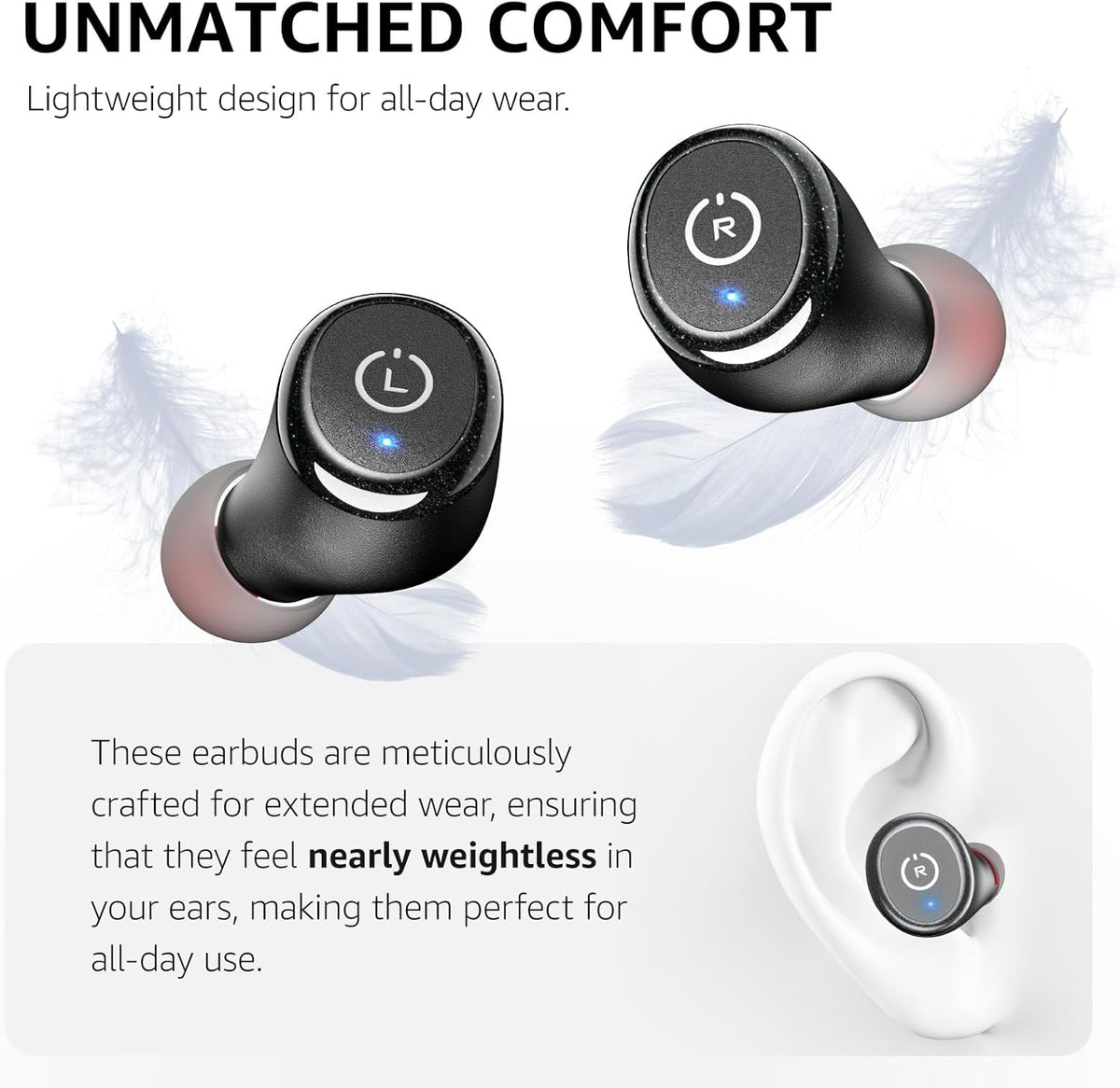 TOZO T10 Wireless Earbuds Bluetooth 5.3 Headphones, App Customize EQ, Ergonomic Design, 55H Playtime, Wireless Charging Case, IPX8 Waterproof Sound