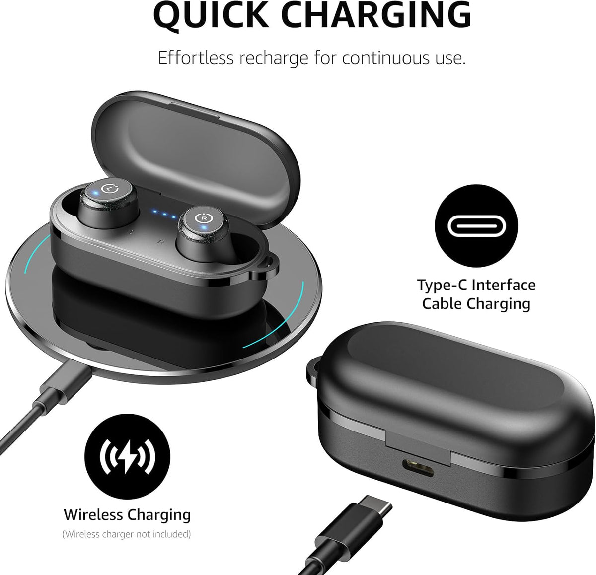 TOZO T10 Wireless Earbuds Bluetooth 5.3 Headphones, App Customize EQ, Ergonomic Design, 55H Playtime, Wireless Charging Case, IPX8 Waterproof Sound