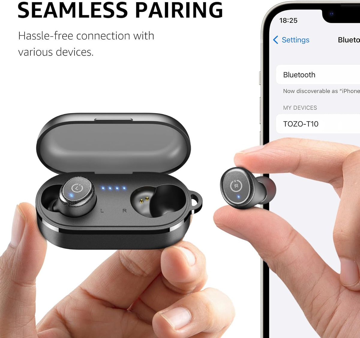 TOZO T10 Wireless Earbuds Bluetooth 5.3 Headphones, App Customize EQ, Ergonomic Design, 55H Playtime, Wireless Charging Case, IPX8 Waterproof Sound