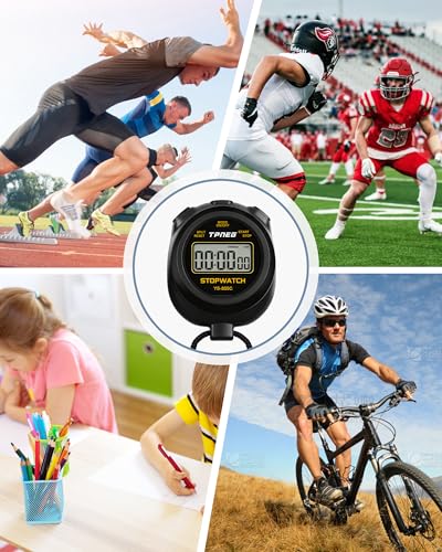 TPNEG Simple Stopwatch Timer - Easy to Use, Set Up, Read, and Carry - Large Display - On/Off, AAA Battery - Ideal for Coaches, Track and Field