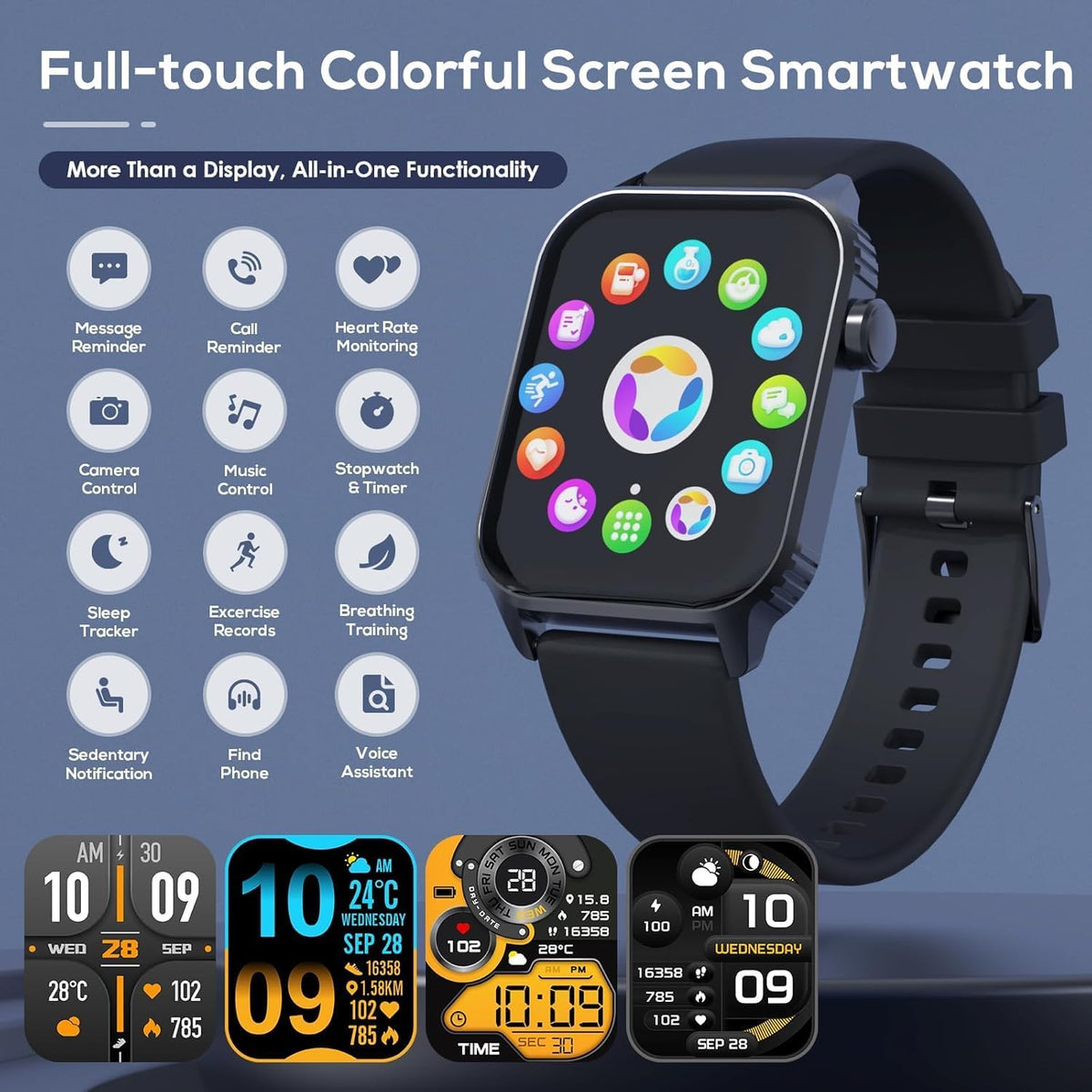 TRAUSI Smart Watch for Men, 120 Sports Modes Smartwatch with 1.83" HD Touchsreen, IP67 Waterproof, Sleep Monitor (Black)