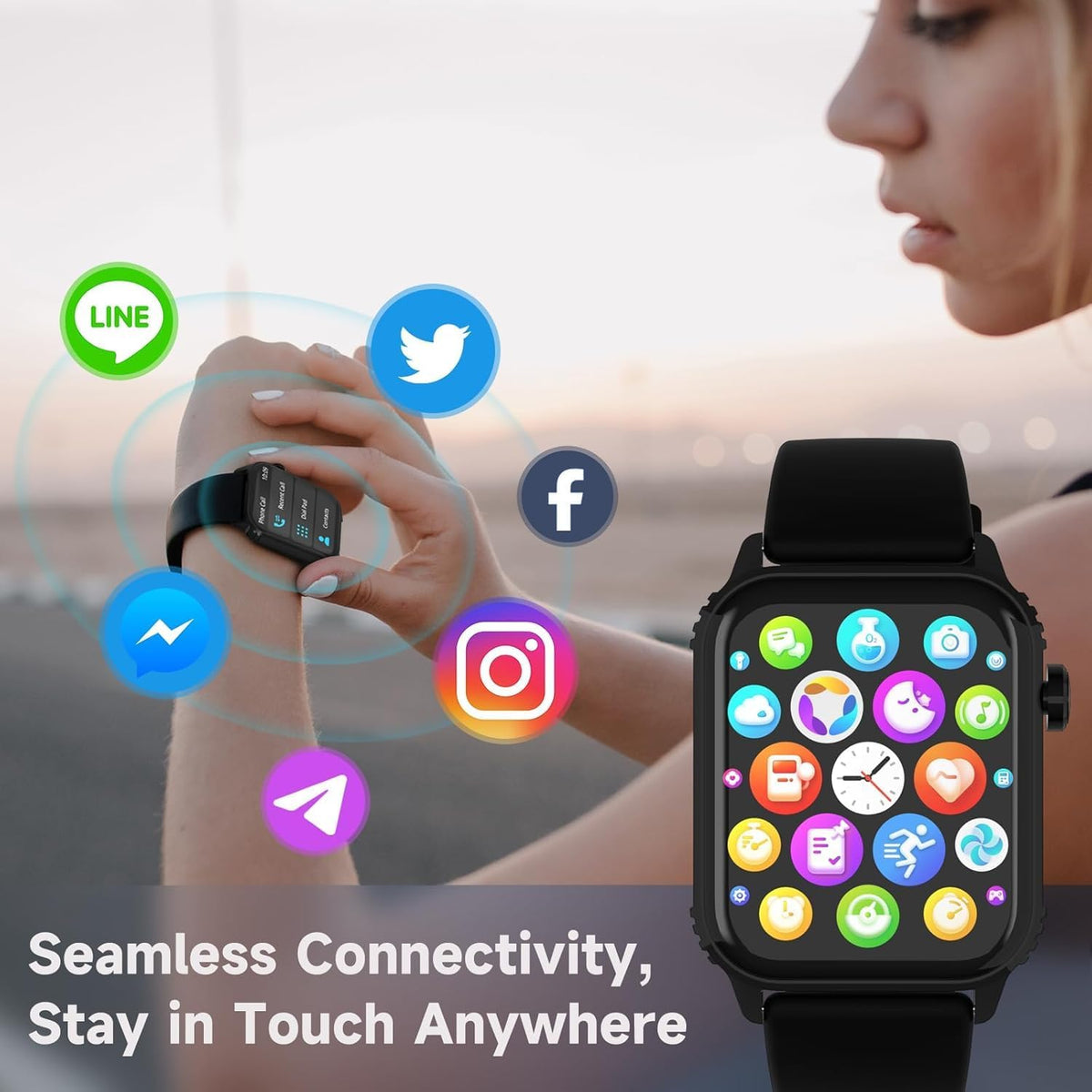 TRAUSI Smart Watch for Men, 120 Sports Modes Smartwatch with 1.83" HD Touchsreen, IP67 Waterproof, Sleep Monitor (Black)