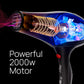 TREZORO Professional Blow Dryer for Women - Ionic Hair Dryer 2000W for Salon & Personal Use - Powerful, Fast & Quiet Drying for Curly Hair (Black)
