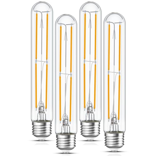 Tubular Light Bulb 7.3 Inch Dimmable T10 LED Bulb E26 6W 60 Watts Edison Bulbs 2700K Solf White, 185mm Long for Wall Sconces, Pendant, Livingroom