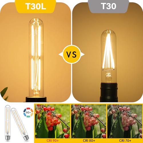 Tubular Light Bulb 7.3 Inch Dimmable T10 LED Bulb E26 6W 60 Watts Edison Bulbs 2700K Solf White, 185mm Long for Wall Sconces, Pendant, Livingroom