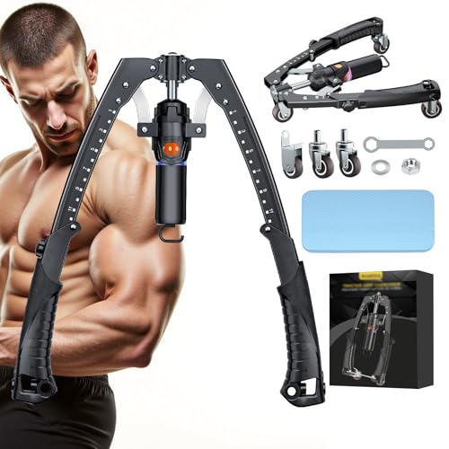Twister Arm Trainer, 3 in 1 Hydraulic Power Chest Workout Equipment with Ab Roller Wheels and Hooks, Adjustable 22-440lbs Arm Trainer for Men Women