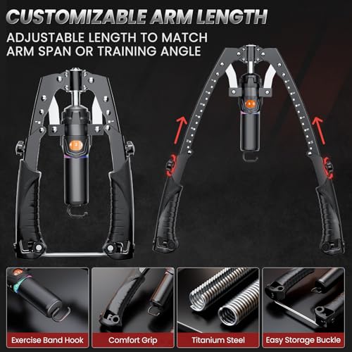 Twister Arm Trainer, 3 in 1 Hydraulic Power Chest Workout Equipment with Ab Roller Wheels and Hooks, Adjustable 22-440lbs Arm Trainer for Men Women