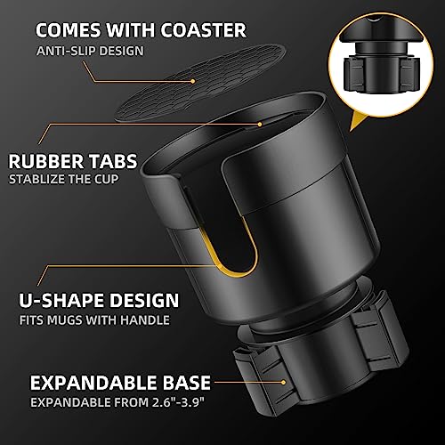 TYKOR Car Cup Holder Expander, Cup Holder Extender for Car with Adjustable Base, Fits Yeti 24/36/46oz, Hydroflask 32/40oz