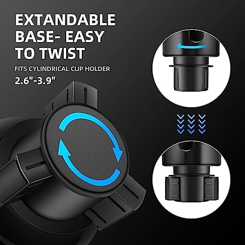 TYKOR Car Cup Holder Expander, Cup Holder Extender for Car with Adjustable Base, Fits Yeti 24/36/46oz, Hydroflask 32/40oz