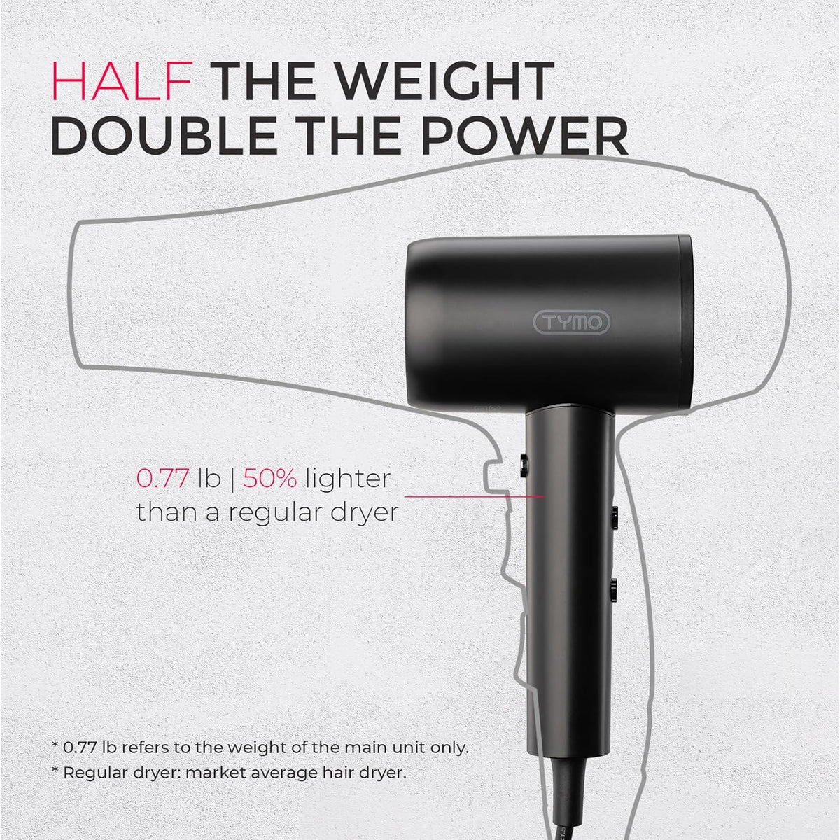 TYMO Diffuser Hair Dryer Blow Dryer - 300 Million Ionic Hairdryer with Diffuser & Comb Attachment for Curly Hair, Professional Blowdryer (Black)
