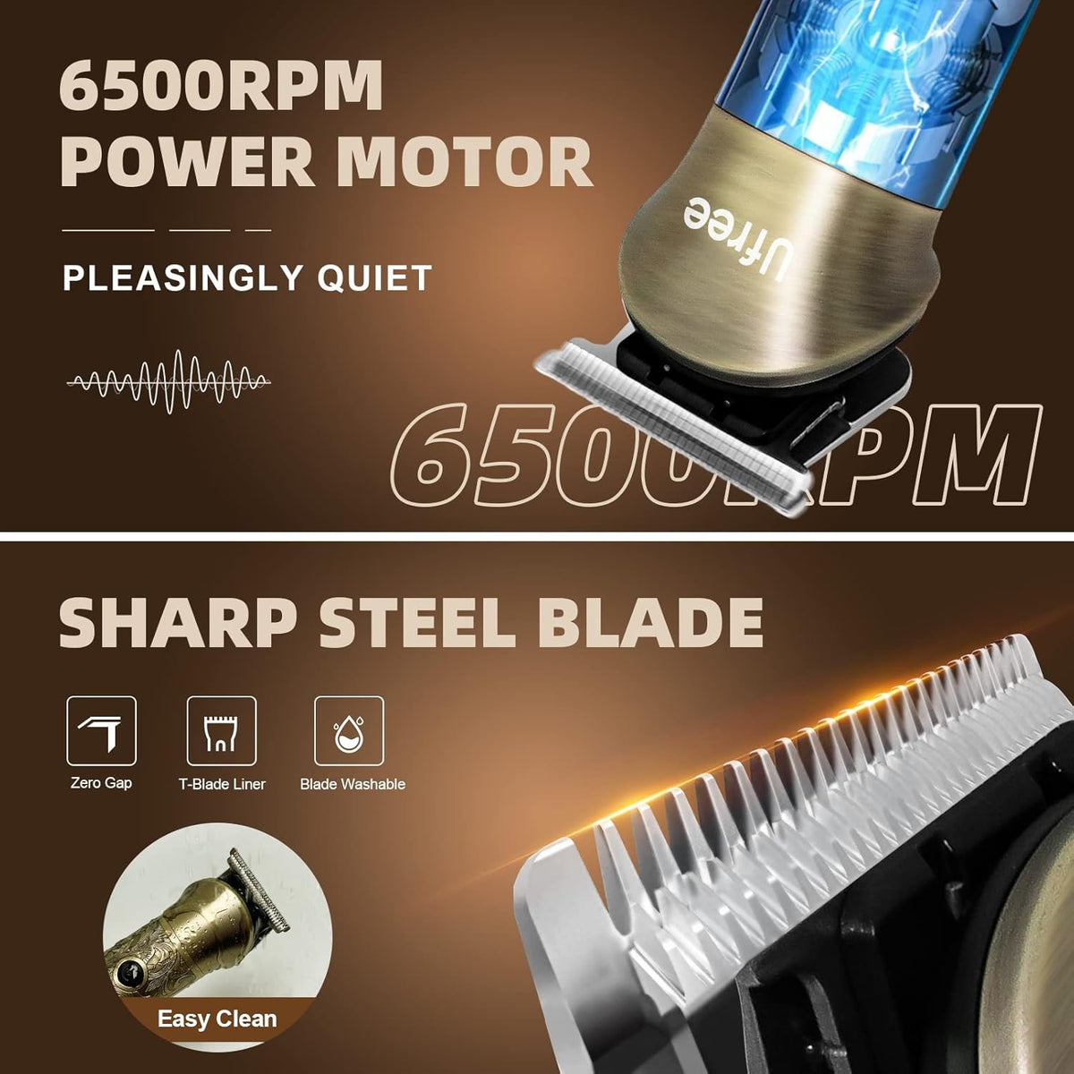 Ufree Beard Trimmer for Men, Electric Razor Shaver, Cordless Hair Clipper Shaving Kit for Mustache Body Nose Ear Hair Facial