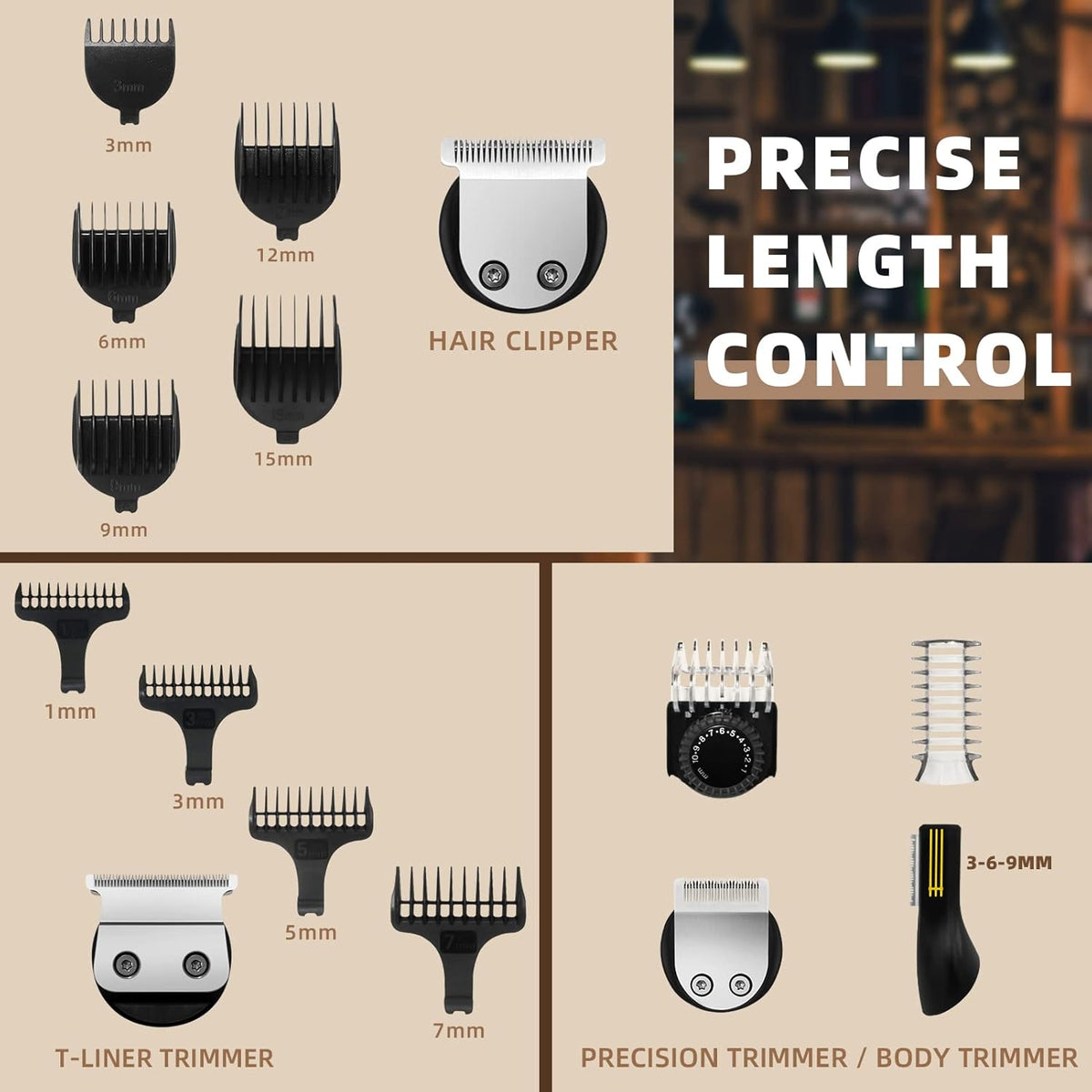 Ufree Beard Trimmer for Men, Electric Razor Shaver, Cordless Hair Clipper Shaving Kit for Mustache Body Nose Ear Hair Facial