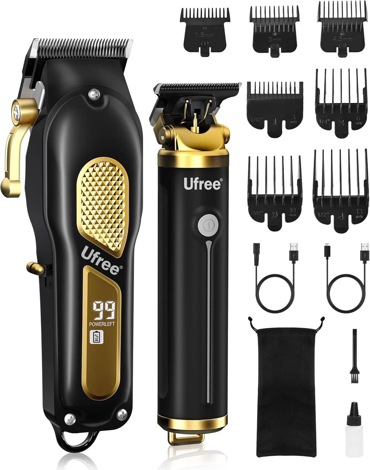 Ufree Professional Cordless Clippers and Trimmers Set for Men for Hair Cutting, Beard Trimmer, Barber Clippers, Rechargeable Electric Shaver