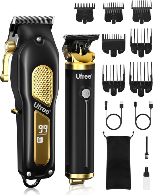 Ufree Professional Cordless Clippers and Trimmers Set for Men for Hair Cutting, Beard Trimmer, Barber Clippers, Rechargeable Electric Shaver