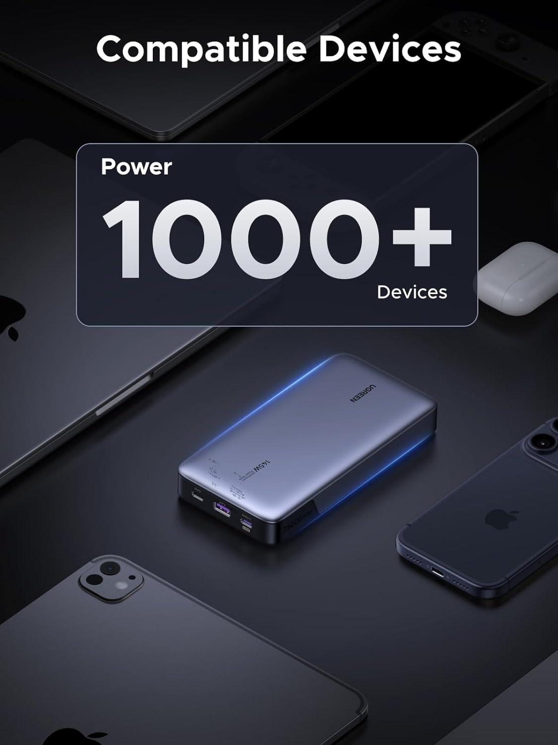 UGREEN Power Bank 25,000mAh 145W Laptop Portable Charger, Nexode 3-Port USB C PD Battery Pack, for MacBook Pro/Air, Dell XPS, iPhone 17/16/15/14