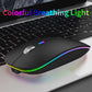 Uiosmuph LED Wireless Mouse, G12 Slim Rechargeable Silent Mouse, 2.4G Portable USB Optical Computer Mice with USB Receiver (Matte Black)