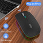 Uiosmuph LED Wireless Mouse, G12 Slim Rechargeable Silent Mouse, 2.4G Portable USB Optical Computer Mice with USB Receiver (Matte Black)