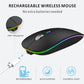 Uiosmuph LED Wireless Mouse, G12 Slim Rechargeable Silent Mouse, 2.4G Portable USB Optical Computer Mice with USB Receiver (Matte Black)