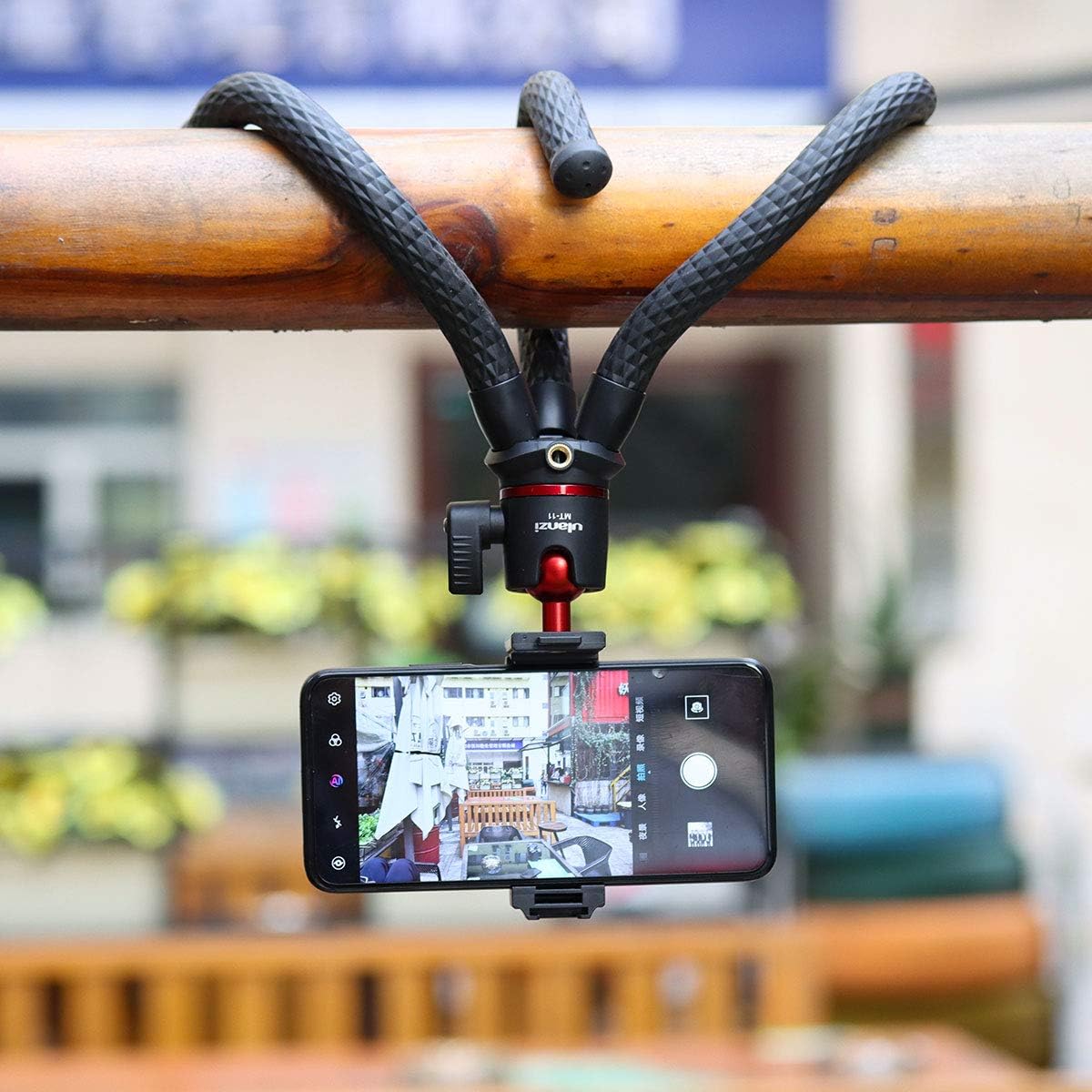 ULANZI Camera Tripod, Mini Flexible Stand w Hidden Phone Holder w Cold Shoe Mount, 1/4'' Screw f Magic Arm
