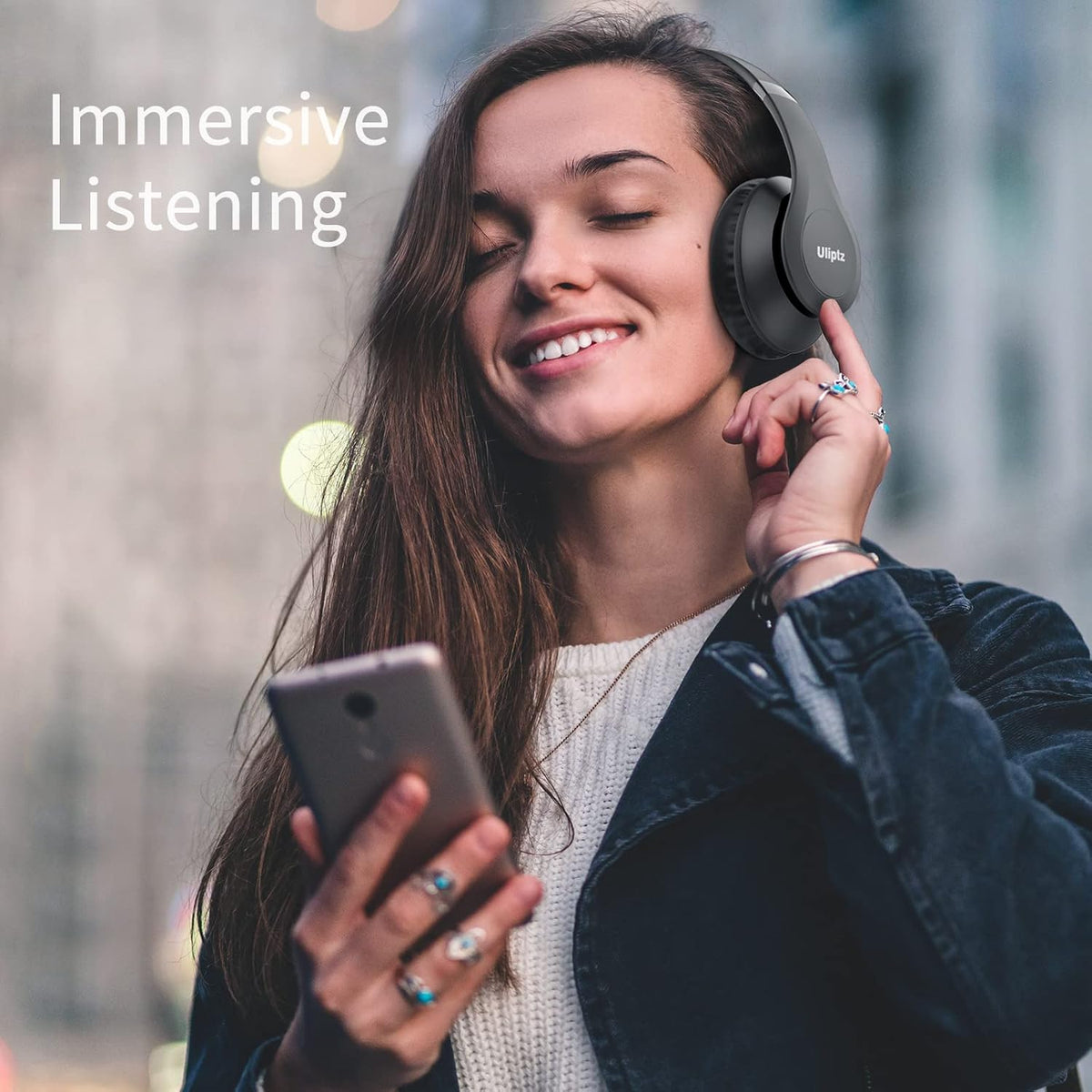 Uliptz Wireless Bluetooth Headphones, 65H Playtime, 6 EQ Sound Modes, HiFi Stereo Over Ear Headphones with Microphone