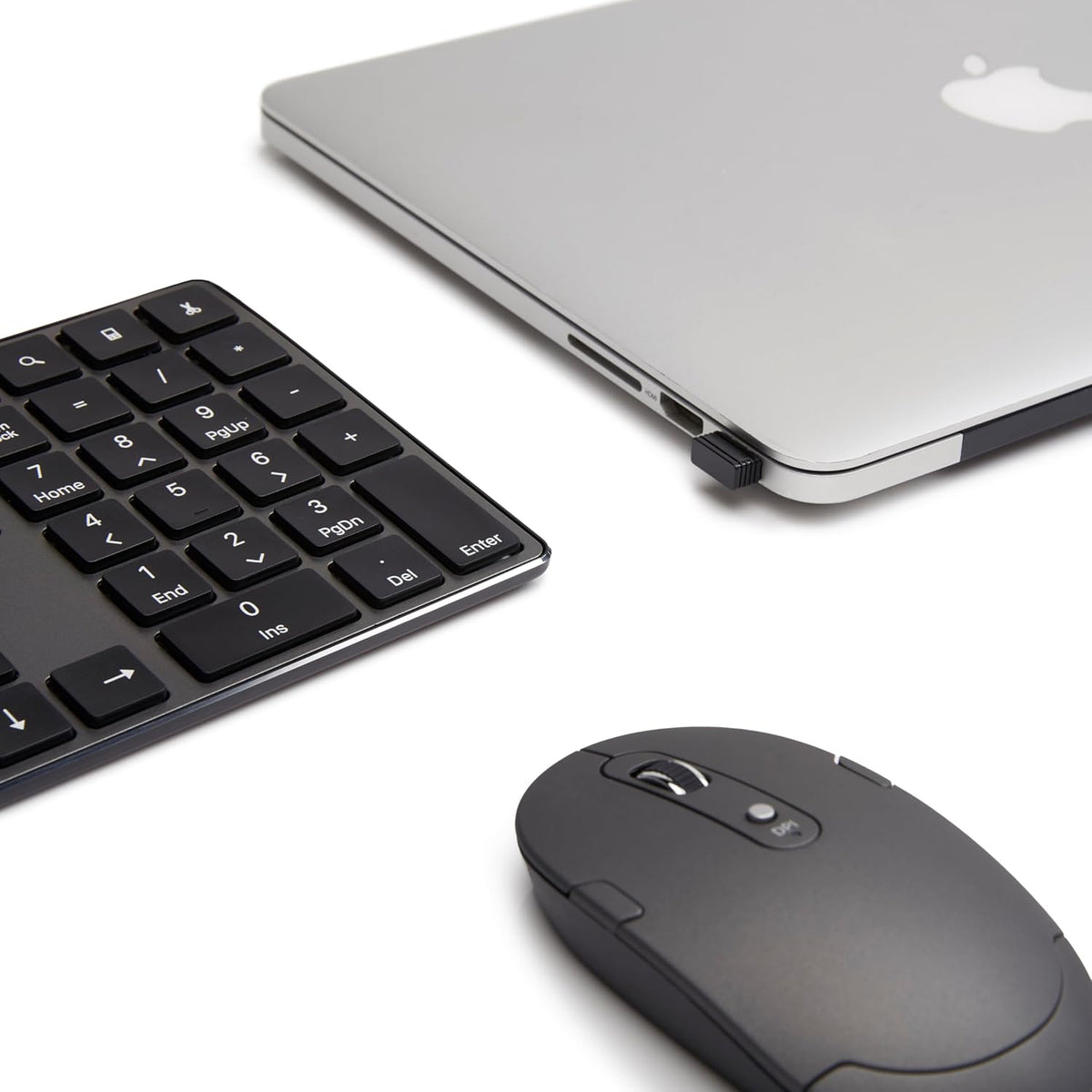 Ultra Premium Wireless Keyboard and Mouse Combo - Rechargeable, Ultra Slim Design, Quiet, Full Size, Number Pad, Unifying Receiver, Black