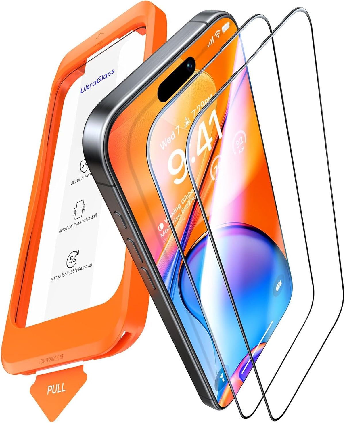UltraGlass UNBREAK TOP 9H+ Glass for iPhone 16 Pro Max Screen Protector, Shatterproof (2 Pack)
