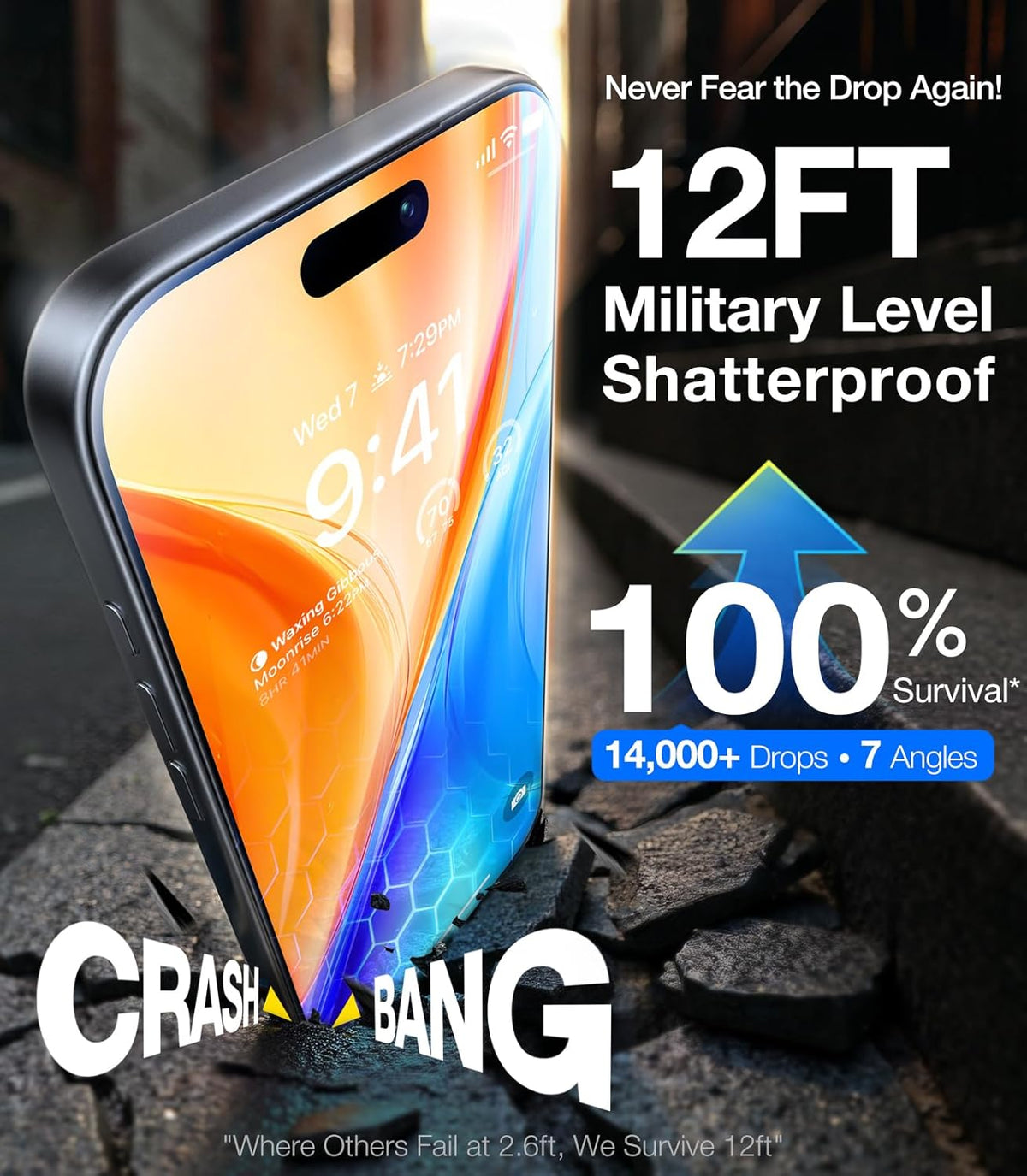 UltraGlass UNBREAK TOP 9H+ Glass for iPhone 16 Pro Max Screen Protector, Shatterproof (2 Pack)