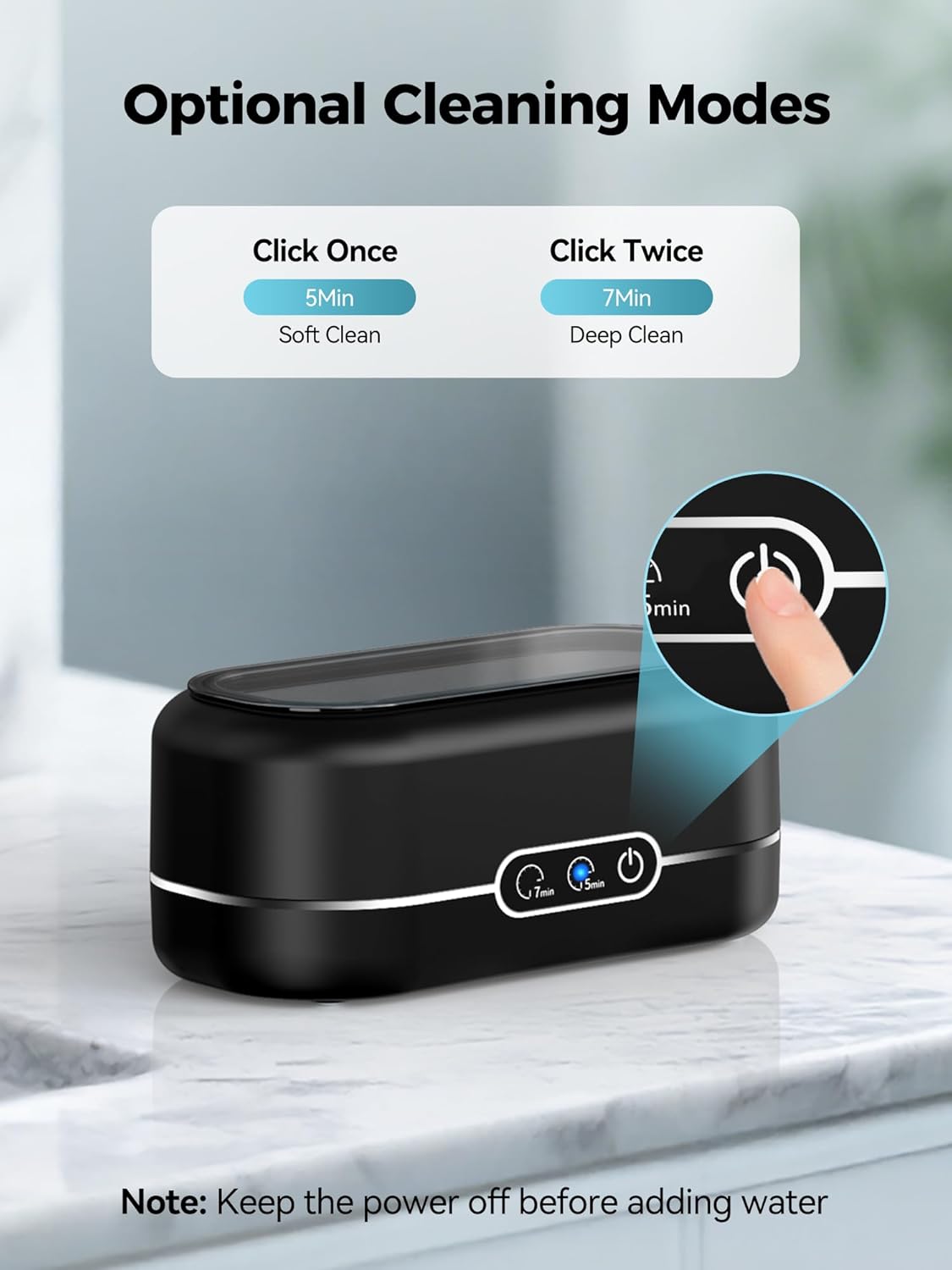 Ultrasonic Jewelry Cleaner, 48KHz Jewelry Ultrasonic Cleaner Machine for All Jewelry, Glasses, Rings, Retainers, Watch Strap, Dentures (Black)