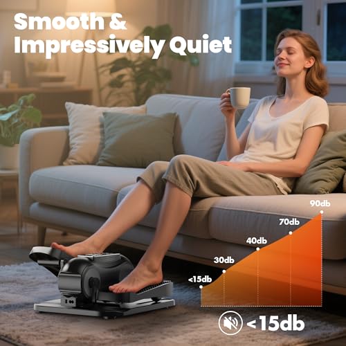 Under Desk Elliptical Machine, Elliptical Leg Exerciser as Seen on TV for Senior with Remote Control, Portable Quiet Electric Seated Pedal (Black)