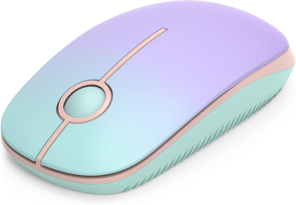 Unipows Wireless Mouse - 2.4G Slim Portable Computer Mouse with Nano Receiver, Less Noise Mobile Optical Mice for Notebook, PC (Gradient Mint Green)