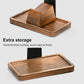 UPERGO Headset Stand with Gaming Controller Holder, Walnut Wood Headphone Stand with Storage Base, Gaming Equipment Accessories for Desk