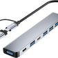 Upgrade USB C/USB Hub, BERLAT Aluminum 7 in 1 USB C & USB Hub with USB 3.0, USB 2.0 Ports for PC/Laptops/MacBook Pro/Air/iMac/iPad and More Devices