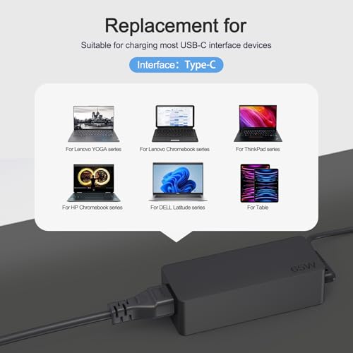 USB-C 65W 45W AC Replacement Charger Compatible with Lenovo ThinkPad T480 T490 T580 ADLX65YDC2A ADLX65YLC2D ADLX65YDC3A ADLX65YDC2D chromebook 2nd Gen