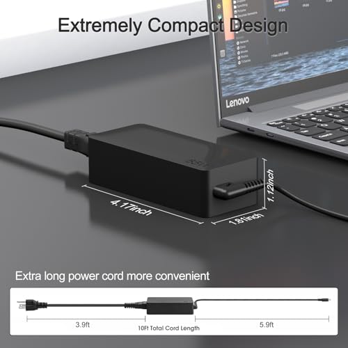 USB-C 65W 45W AC Replacement Charger Compatible with Lenovo ThinkPad T480 T490 T580 ADLX65YDC2A ADLX65YLC2D ADLX65YDC3A ADLX65YDC2D chromebook 2nd Gen