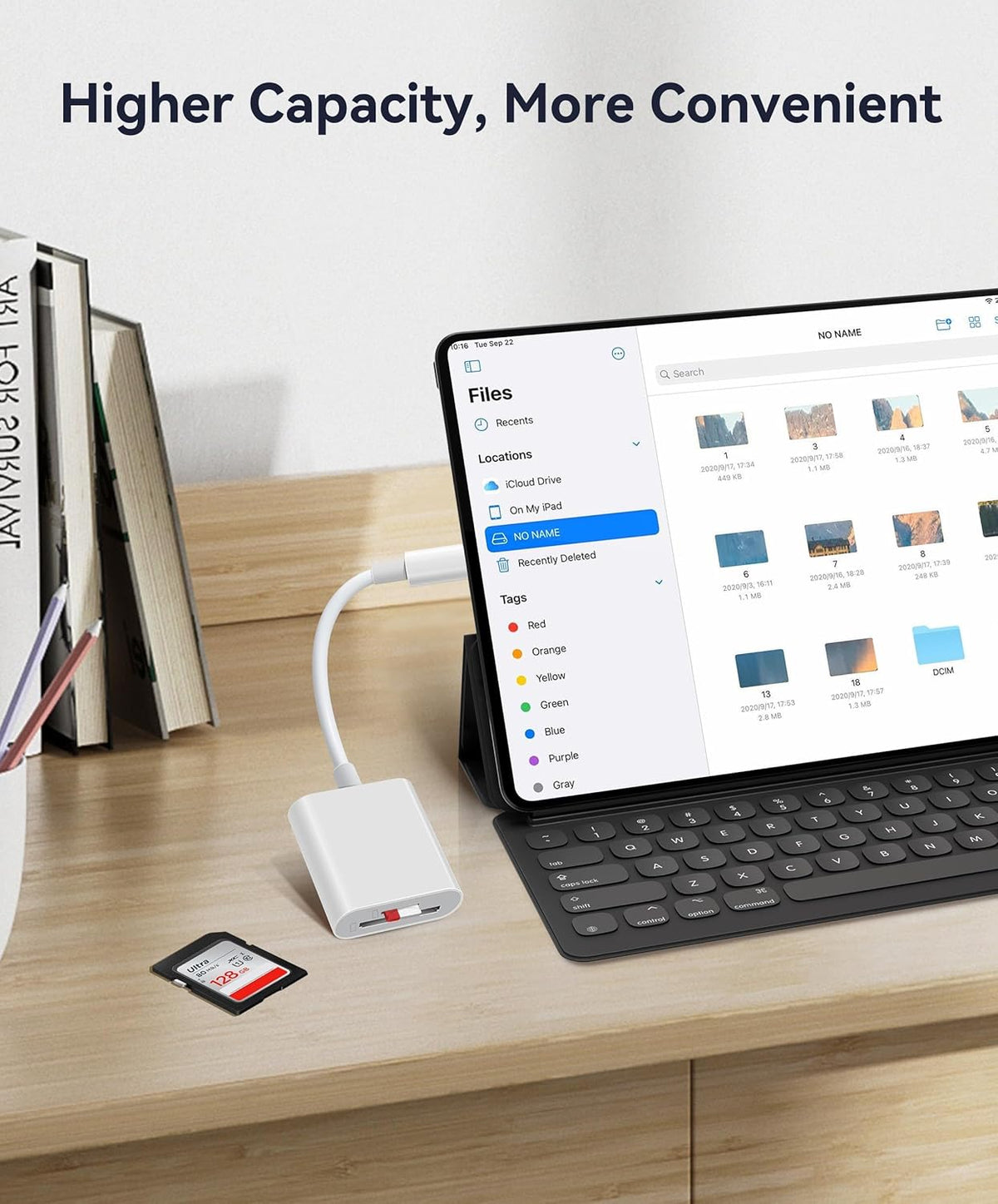 USB C SD Card Reader, WNXSLOAD SD Card Adapter with SD MicroSD Dual Slots for iPhone 15 16 iPad Mac MacBook Laptop