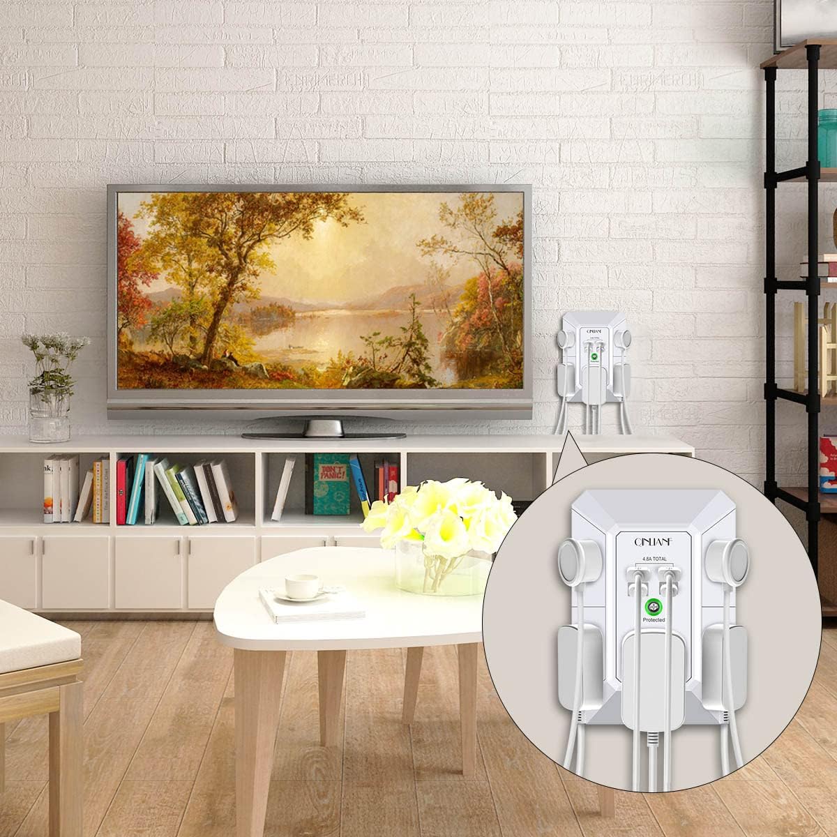 USB Wall Charger, Surge Protector, QINLIANF 5 Outlet Extender (White)