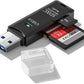 USB3.0 Micro SD Card Reader, 5Gbps 2-in-1 SD Card Reader to USB Adapter, Wansurs Memory Card Reader for SDXC, SDHC, MMC, RS-MMC (1Pack Black)